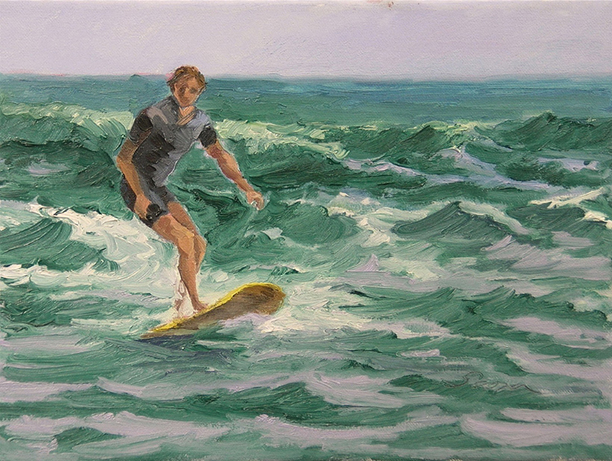 Surfing the Section, 9 x 12, oil on canvas, 2003