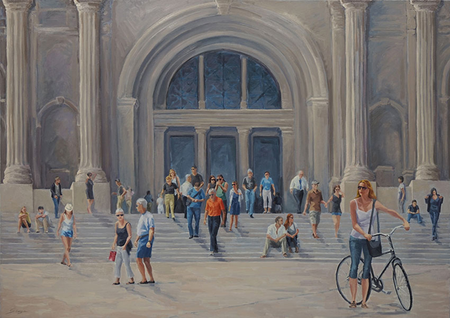 Museum Steps, 44 x 60 inches, oil on canvas, 2015