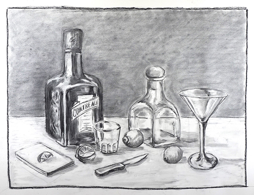 Striaght up no salt, 36 x 48 inches, charcoal on paper